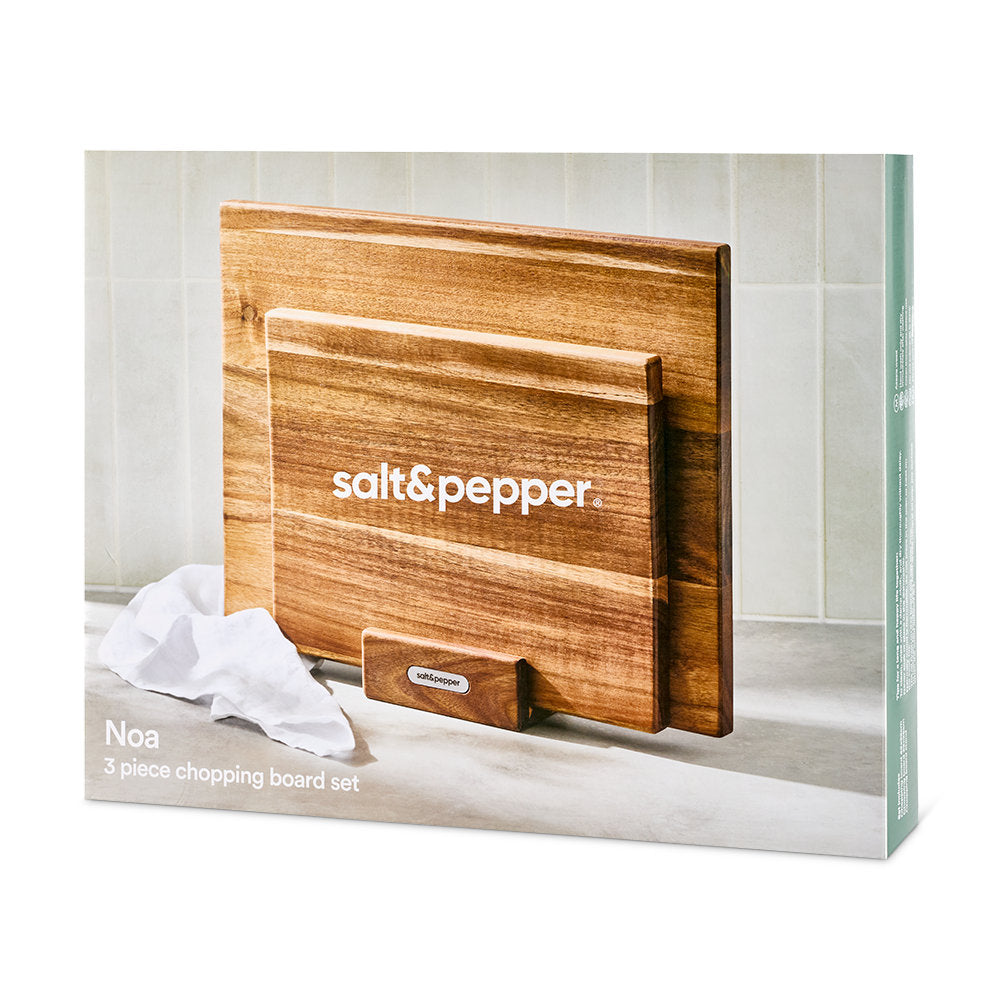 Salt & Pepper Noa Chopping Board Set With Stand 3 Piece