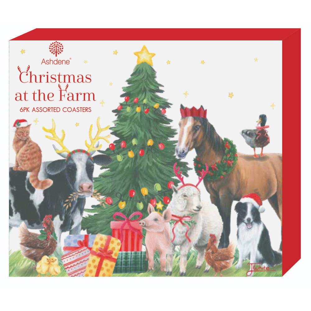 Ashdene Christmas At The Farm Set Of 6 Coasters