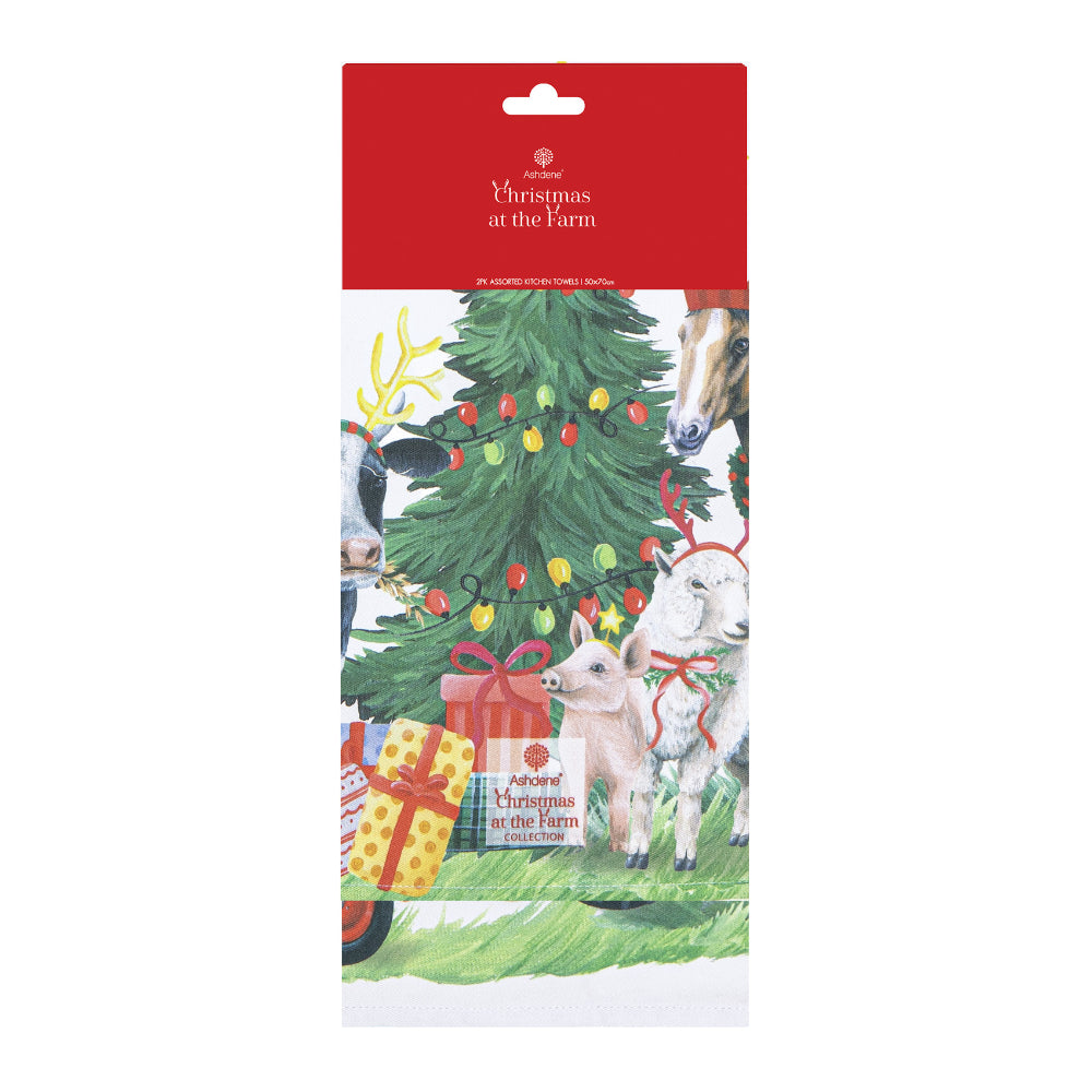 Ashdene Christmas At The Farm Set Of 2 Tea Towels