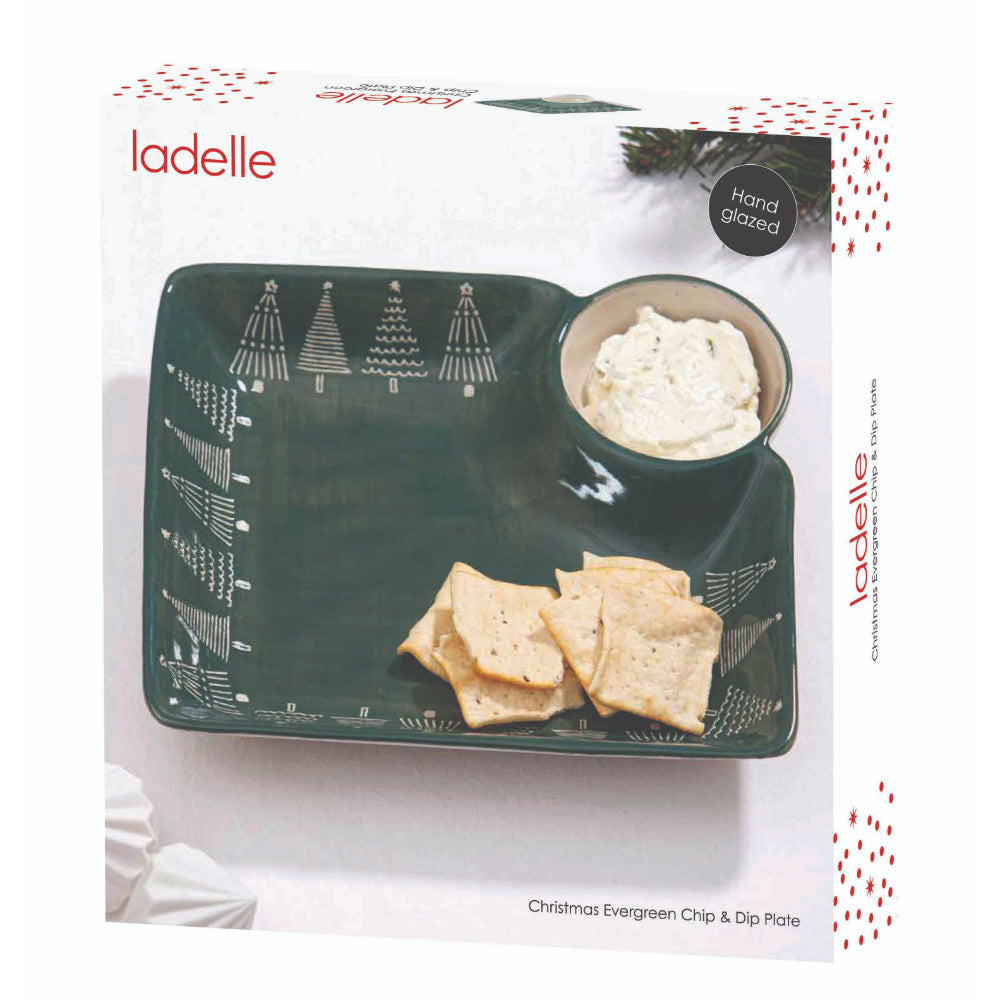 Ladelle Christmas Evergreen Chip & Dip Plate