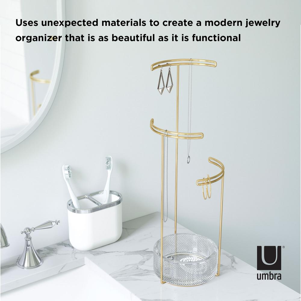 Umbra Tesora Jewellery Stand Glass/ Brass