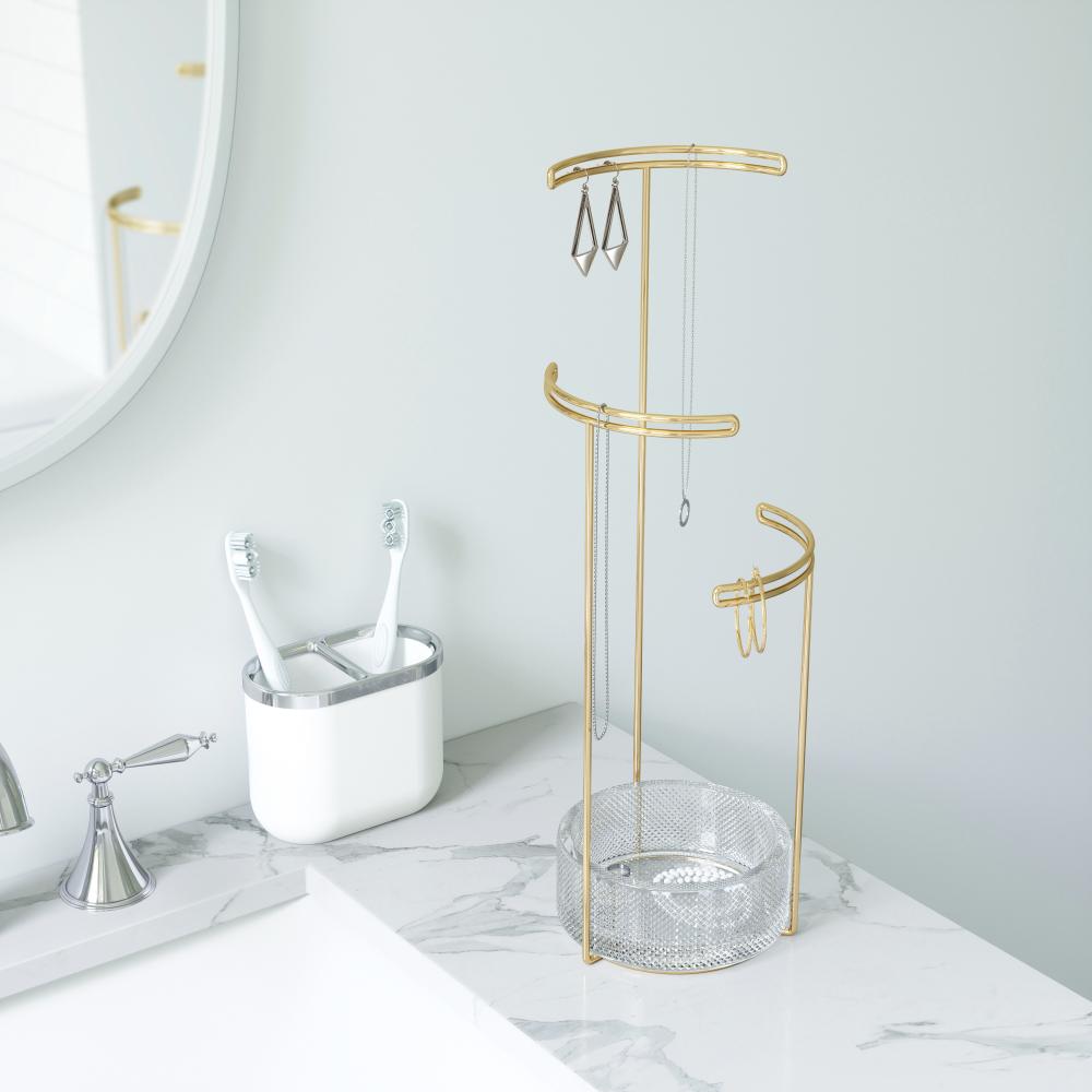 Umbra Tesora Jewellery Stand Glass/ Brass