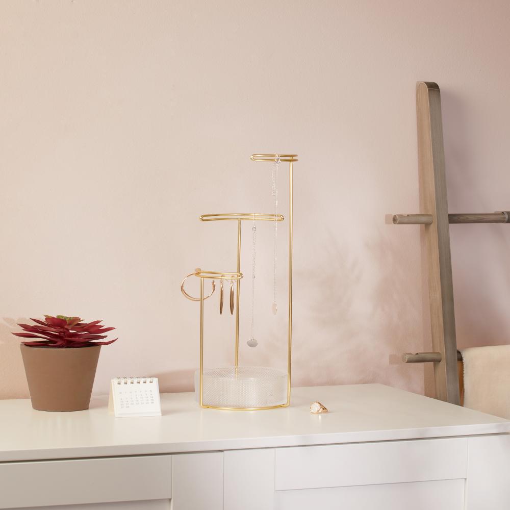 Umbra Tesora Jewellery Stand Glass/ Brass