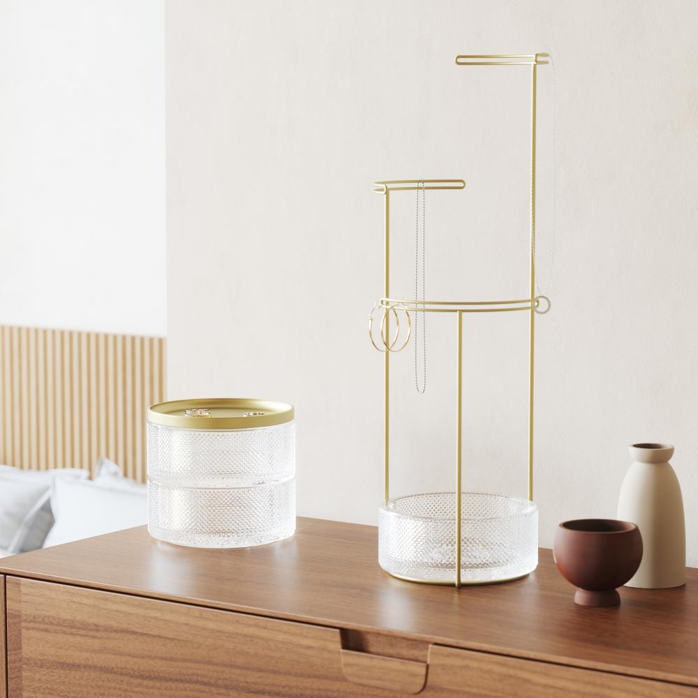 Umbra Tesora Jewellery Stand Glass/ Brass