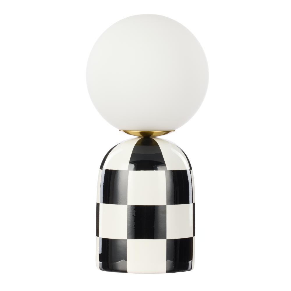 Black and White Check lamp with round head - Emporium Archie Table Lamp - MyHouse
