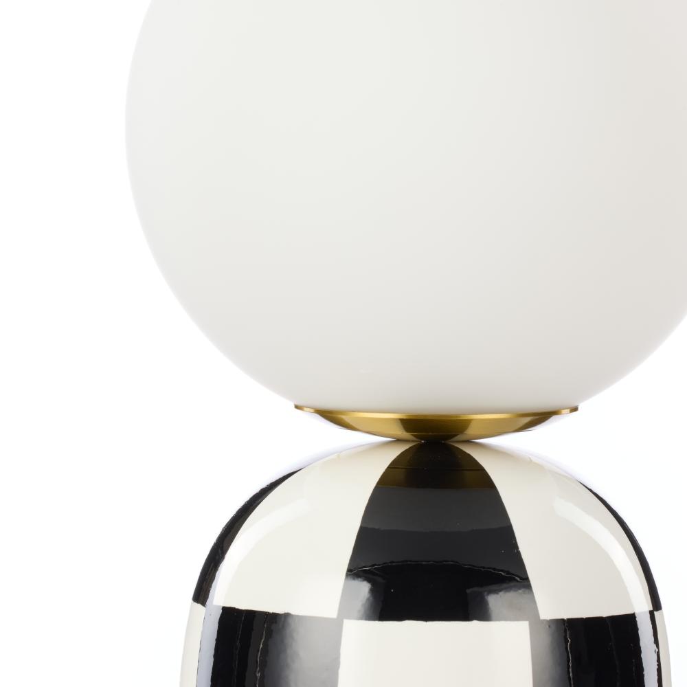 Black and White Check lamp with round head - Emporium Archie Table Lamp - MyHouse