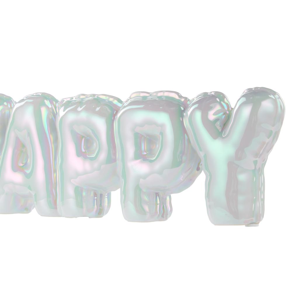 Emporium Happy Balloon Sculpture white iridescent at MyHouse