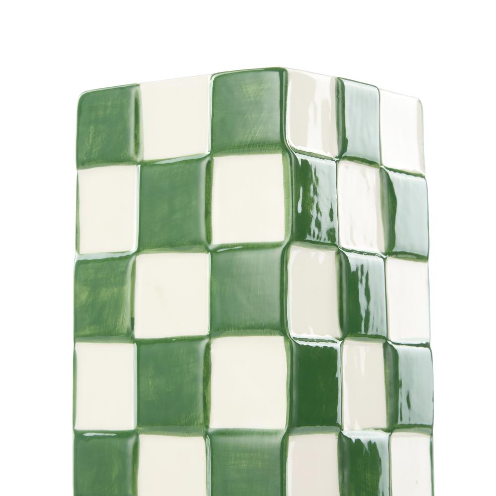 Emporium Lulu Collection Check Vase - Tall Check Green at MyHouse