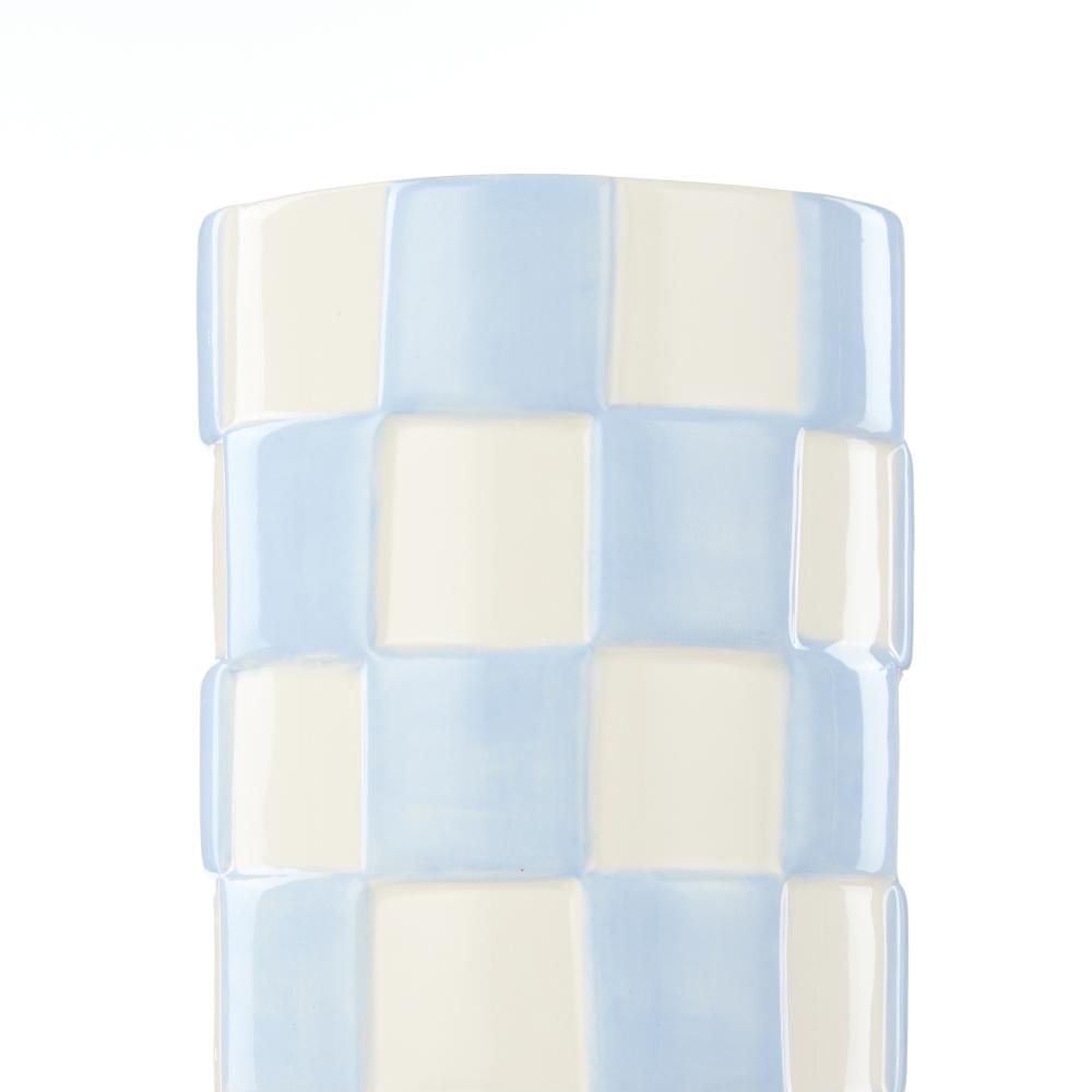 Emporium Lulu Collection Check Vase - Tall Check Light Blue at MyHouse
