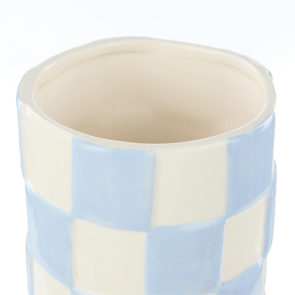 Emporium Lulu Collection Check Vase - Tall Check Light Blue at MyHouse