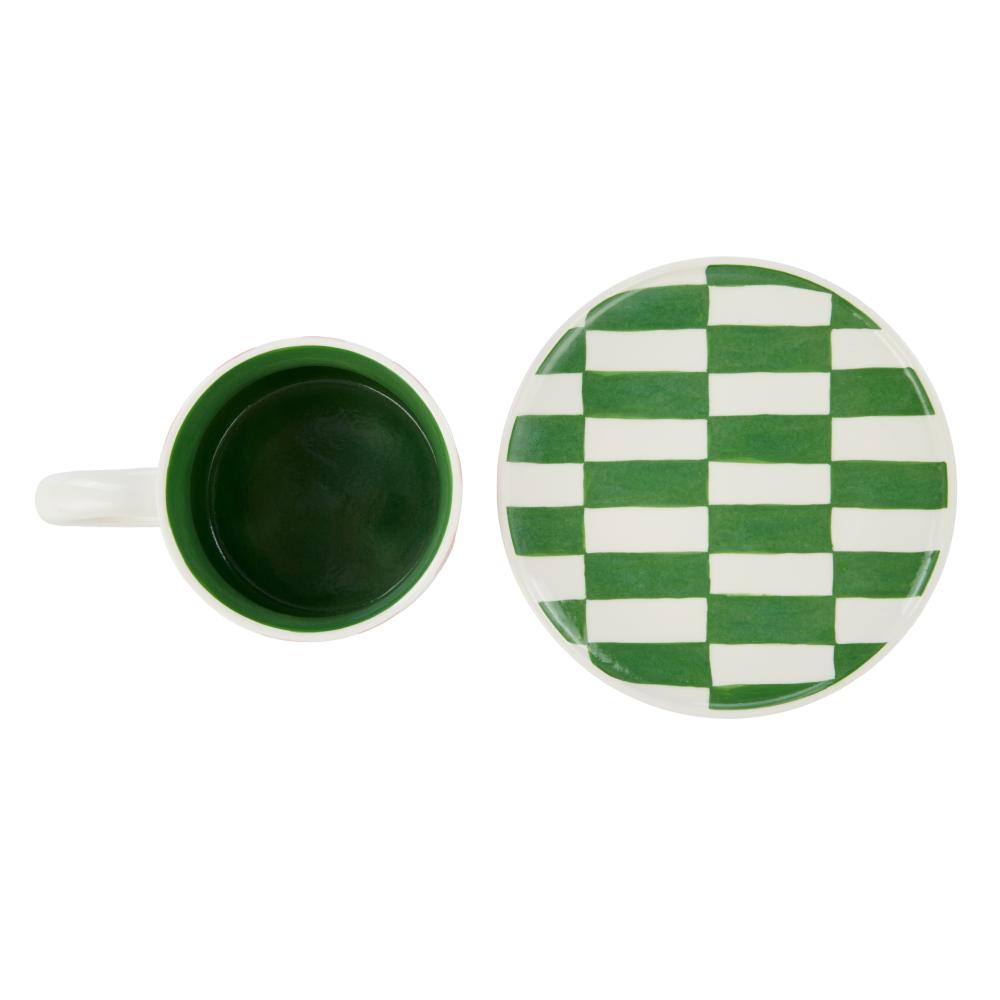 Emporium Check Mug & Plate Set Pink and Green at MyHouse