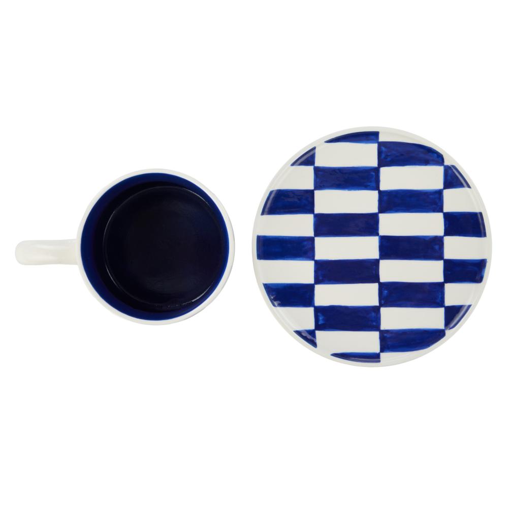 Emporium Check Mug & Plate Set Purple and Blue at MyHouse