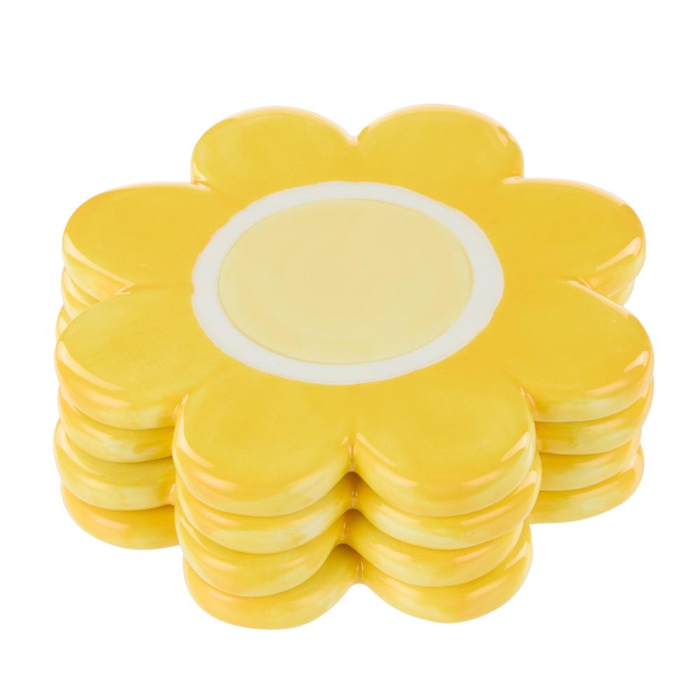 Emporium Set of 4 Posey Flower Coasters yellow at MyHouse