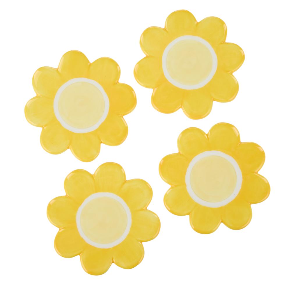 Emporium Set of 4 Posey Flower Coasters yellow at MyHouse