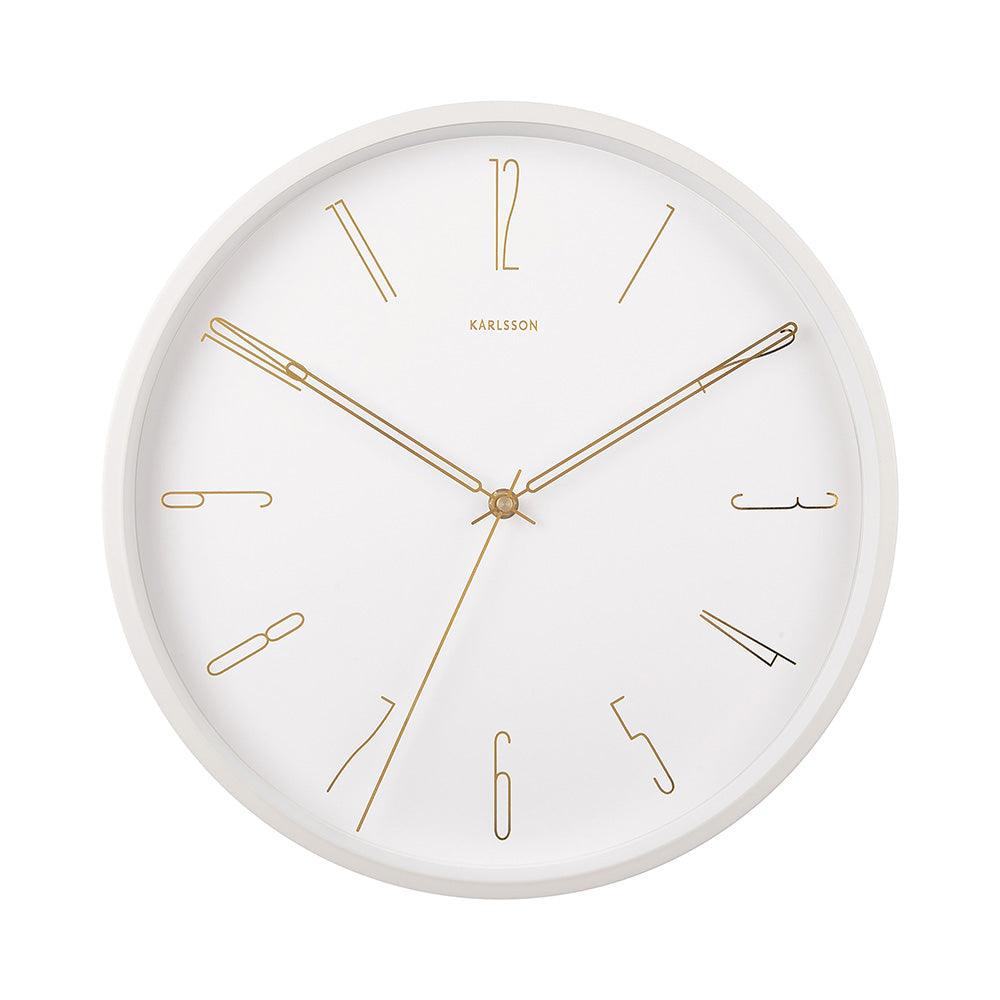Karlsson Belle Numbers Wall Clock White with gold numbers at MyHouse