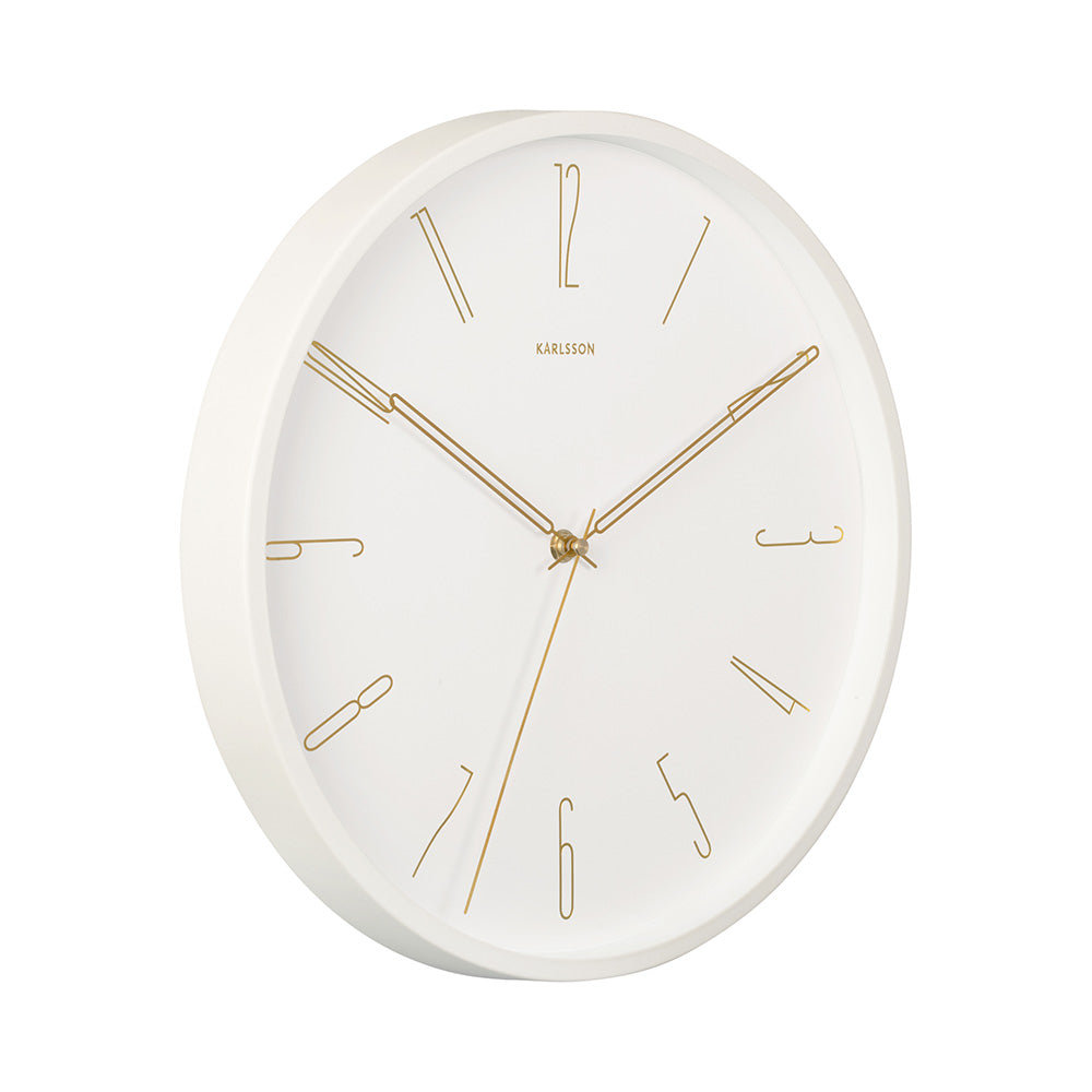 Karlsson Belle Numbers Wall Clock White with gold numbers at MyHouse