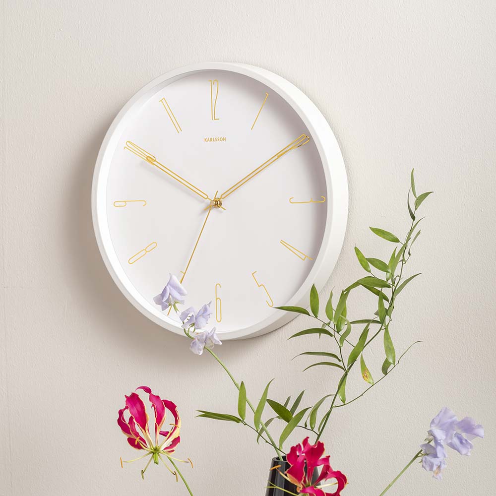 Karlsson Belle Numbers Wall Clock White with gold numbers at MyHouse
