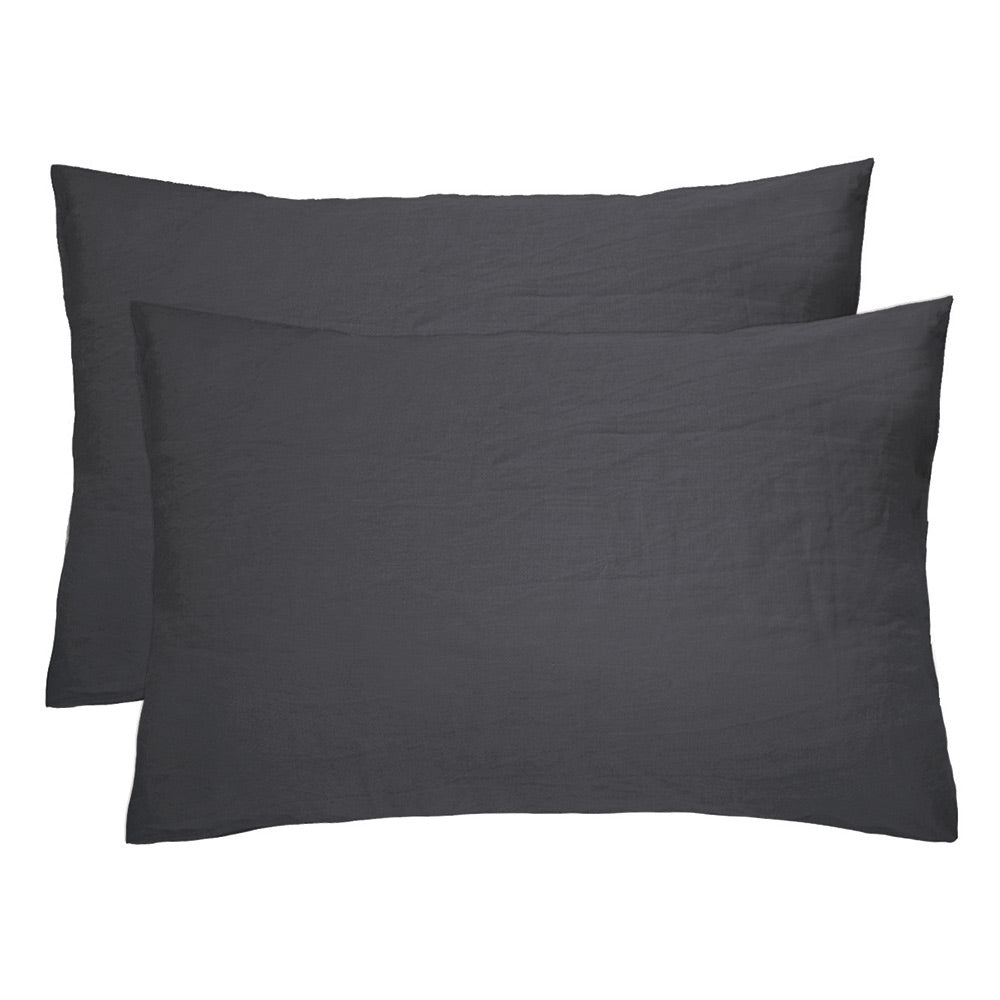 Bambury French Flax Linen Sheet Set Charcoal - MyHouse