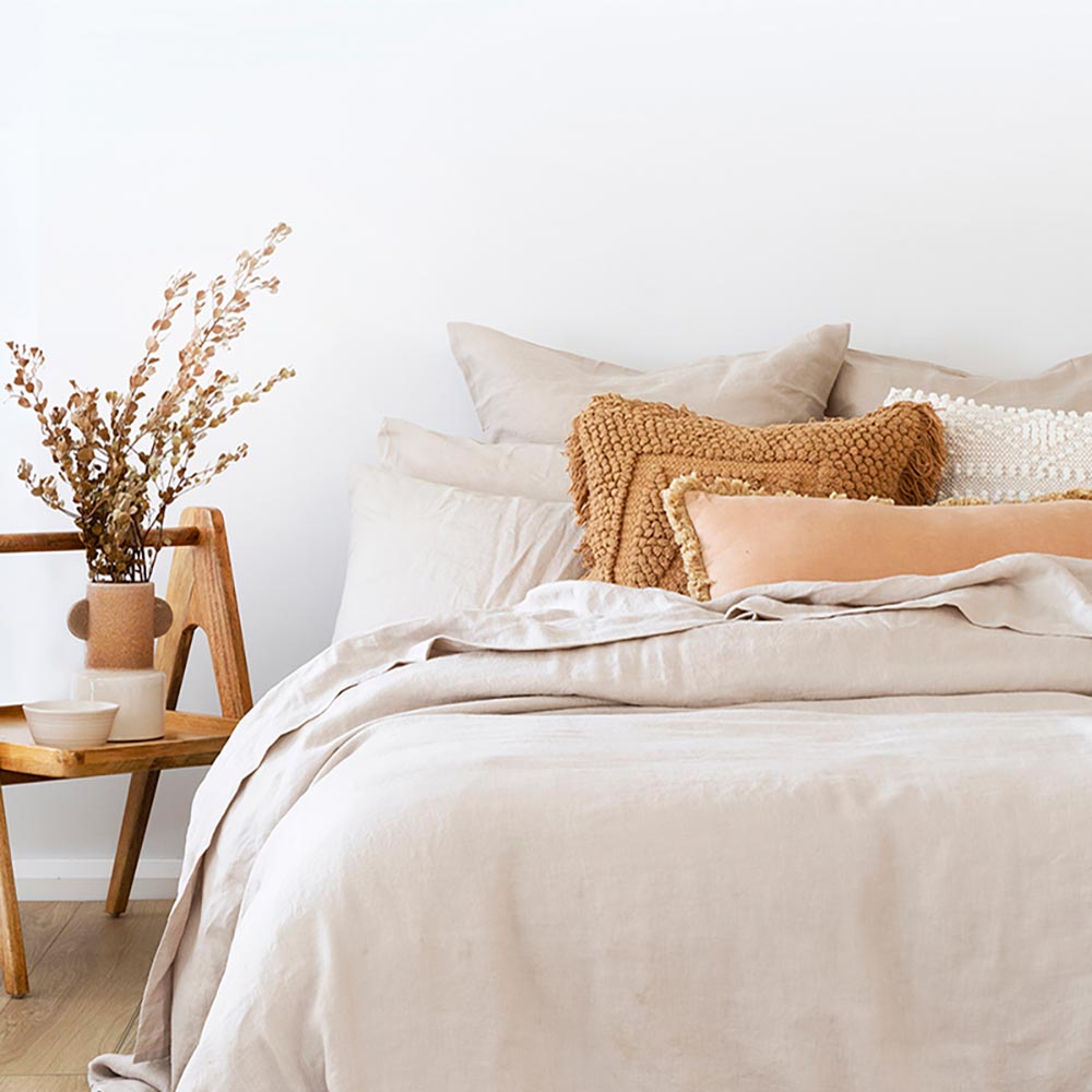 Bambury French Flax Linen Sheet Set Pebble - MyHouse