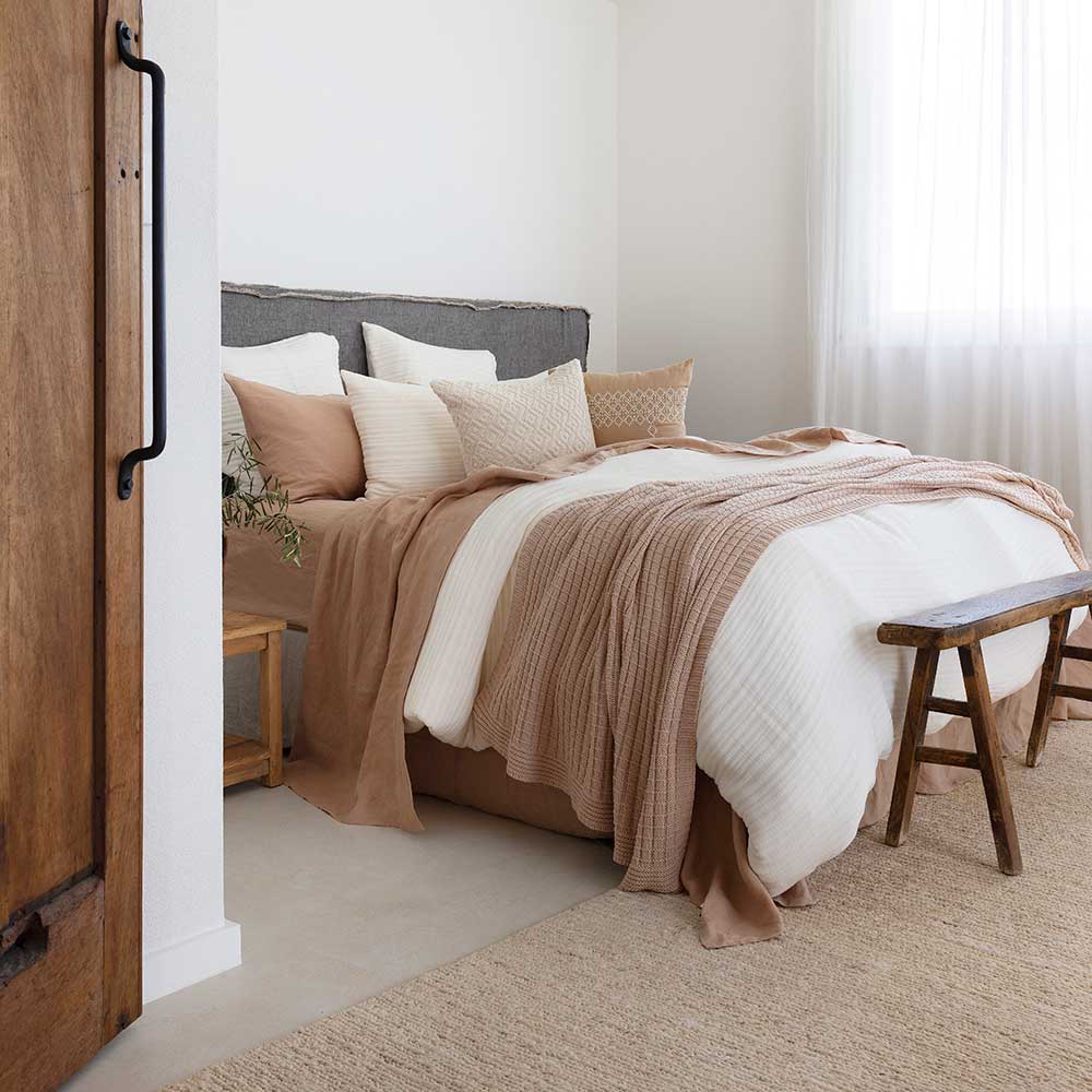 Bambury French Flax Linen Sheet Set Tea Rose - MyHouse