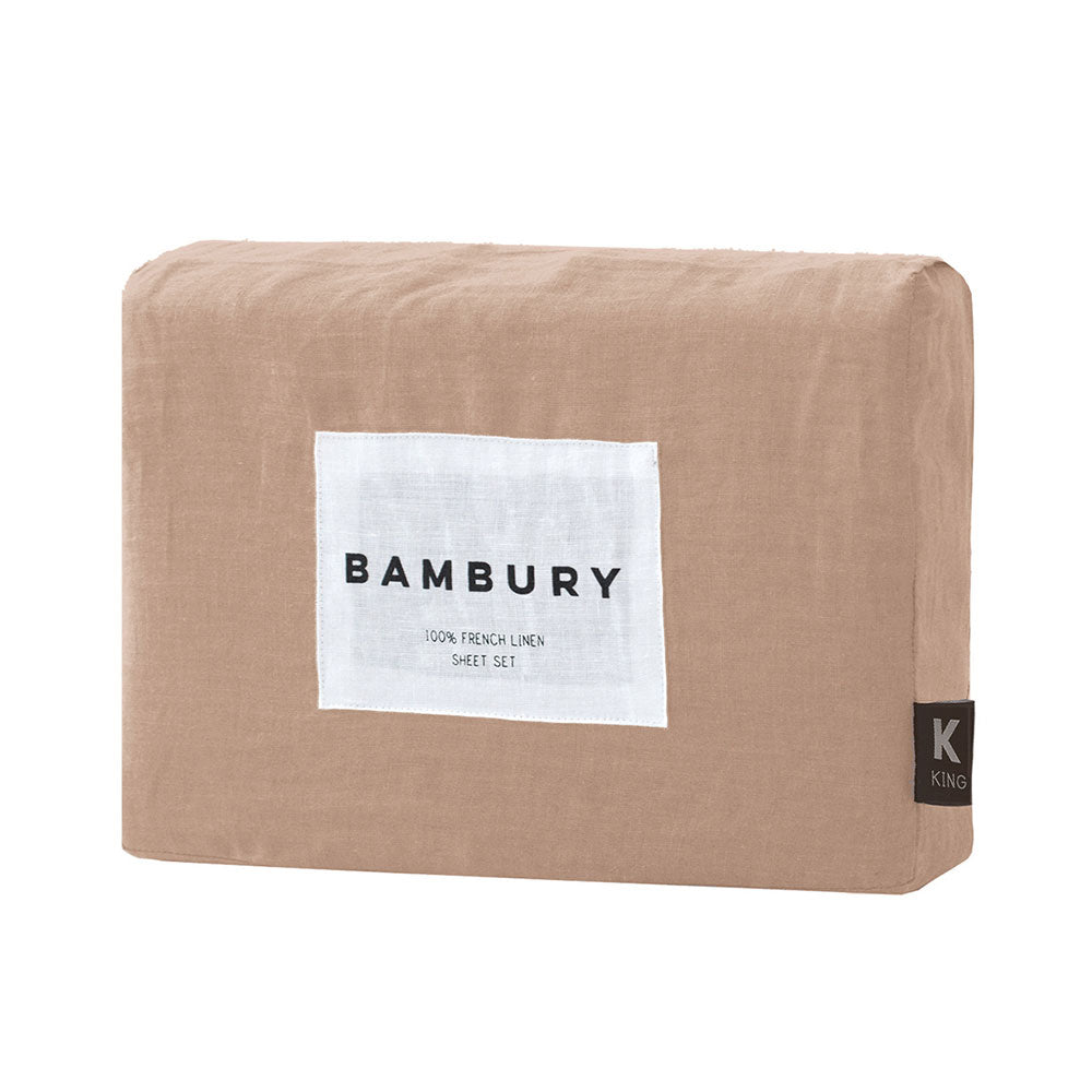 Bambury French Flax Linen Sheet Set Tea Rose - MyHouse