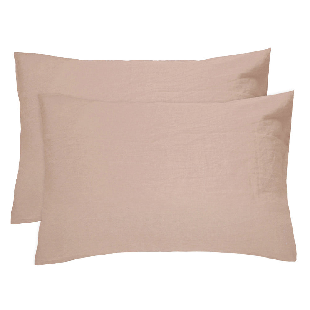 Bambury French Flax Linen Sheet Set Tea Rose - MyHouse
