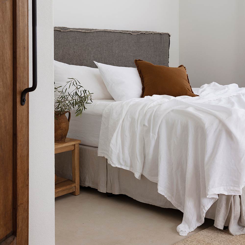 Bambury French Flax Linen Sheet Set White - MyHouse