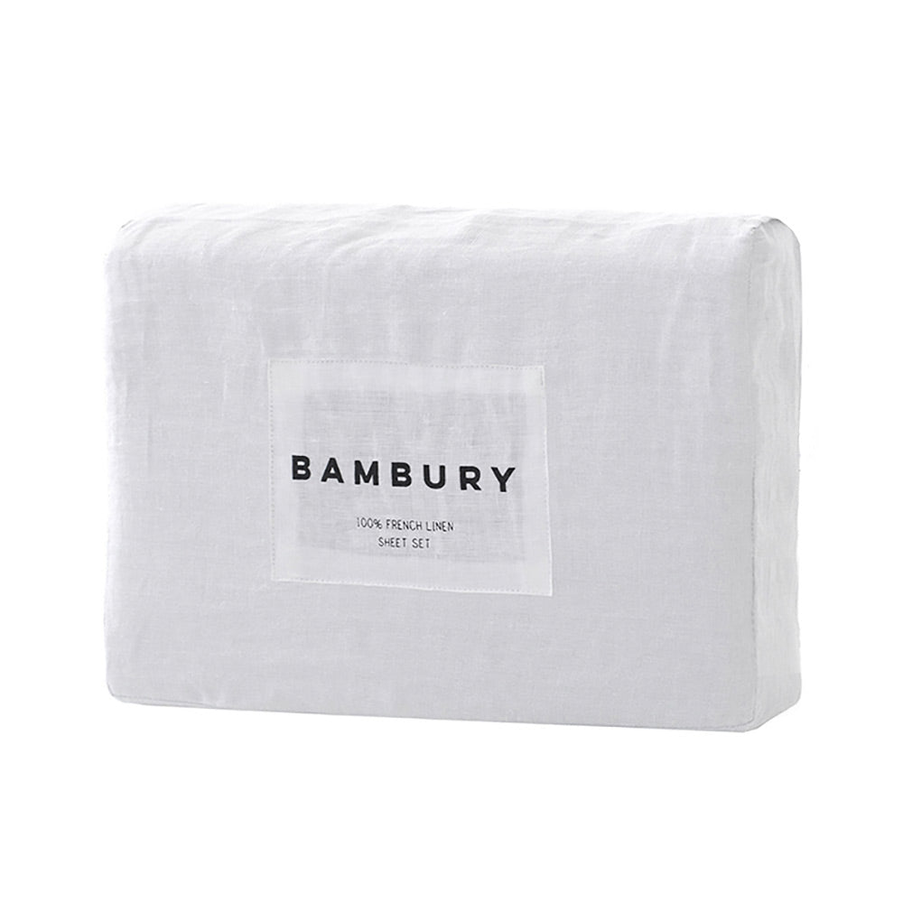 Bambury French Flax Linen Sheet Set White - MyHouse