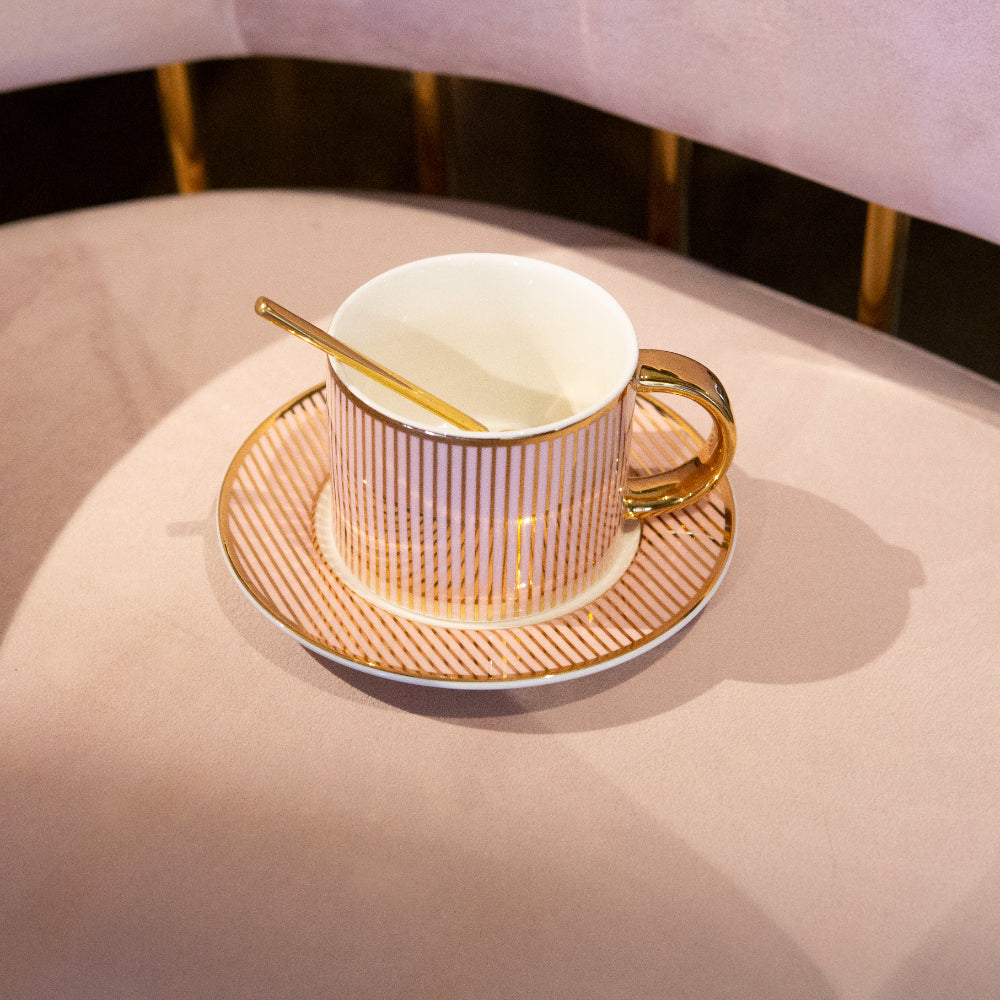 Cristina Re Pinstripe Teacup & Saucer Blush