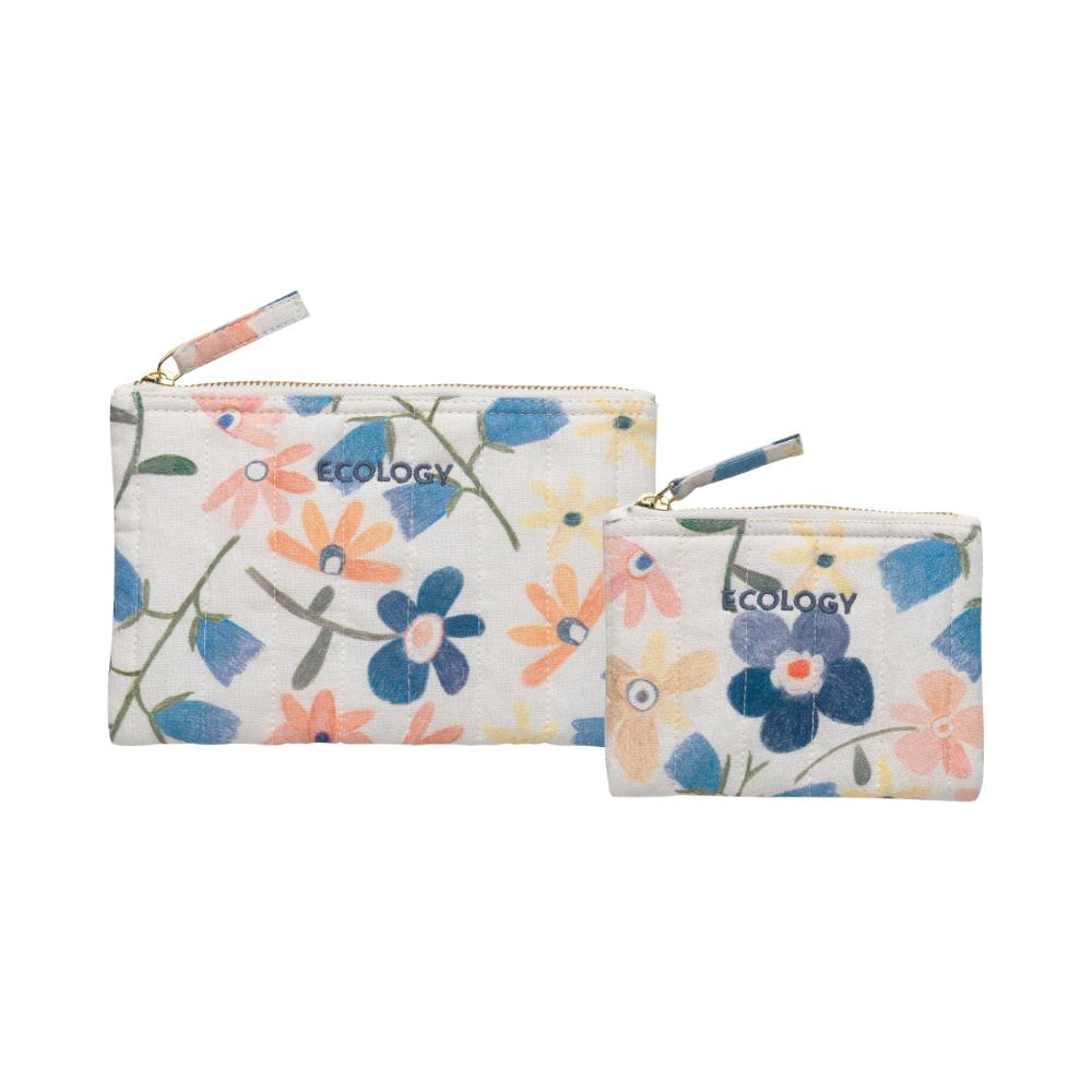 Flower zip cosmetic pouches - Ecology Agnes Set of 2 Flat Pouches - MyHouse