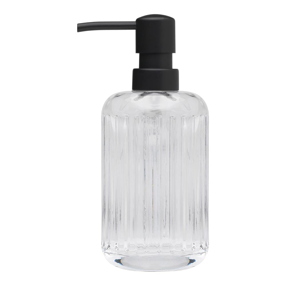 Porto Ellis Ribbed Glass Soap Dispenser Clear - MyHouse