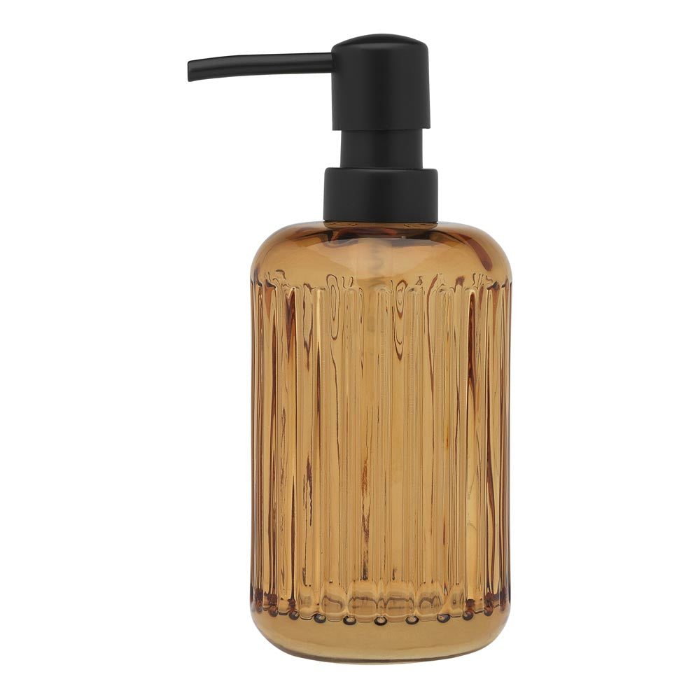 Porto Ellis Ribbed Glass Soap Dispenser Amber brown - MyHouse