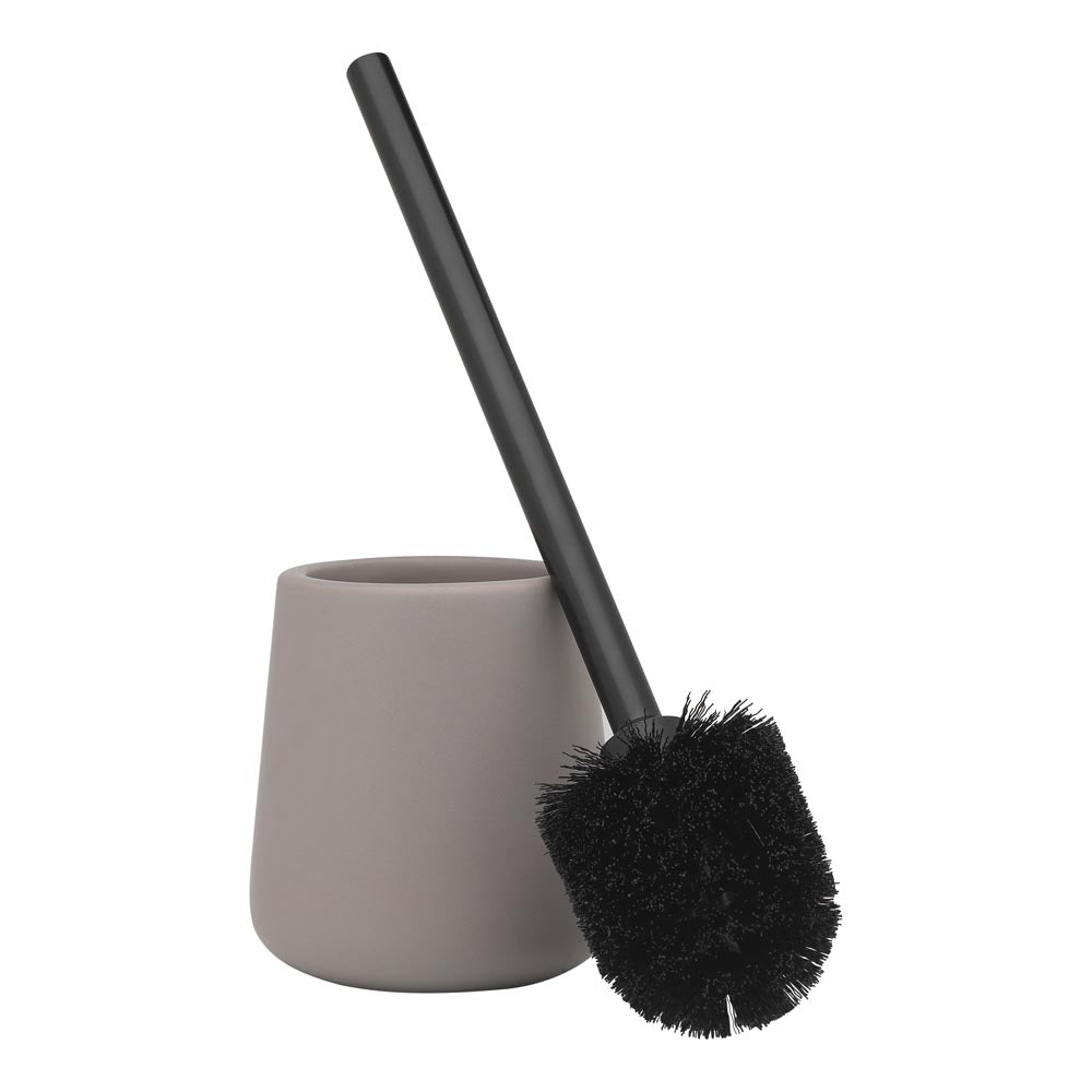 matte grey toilet brush holder with black toilet brush - MyHouse