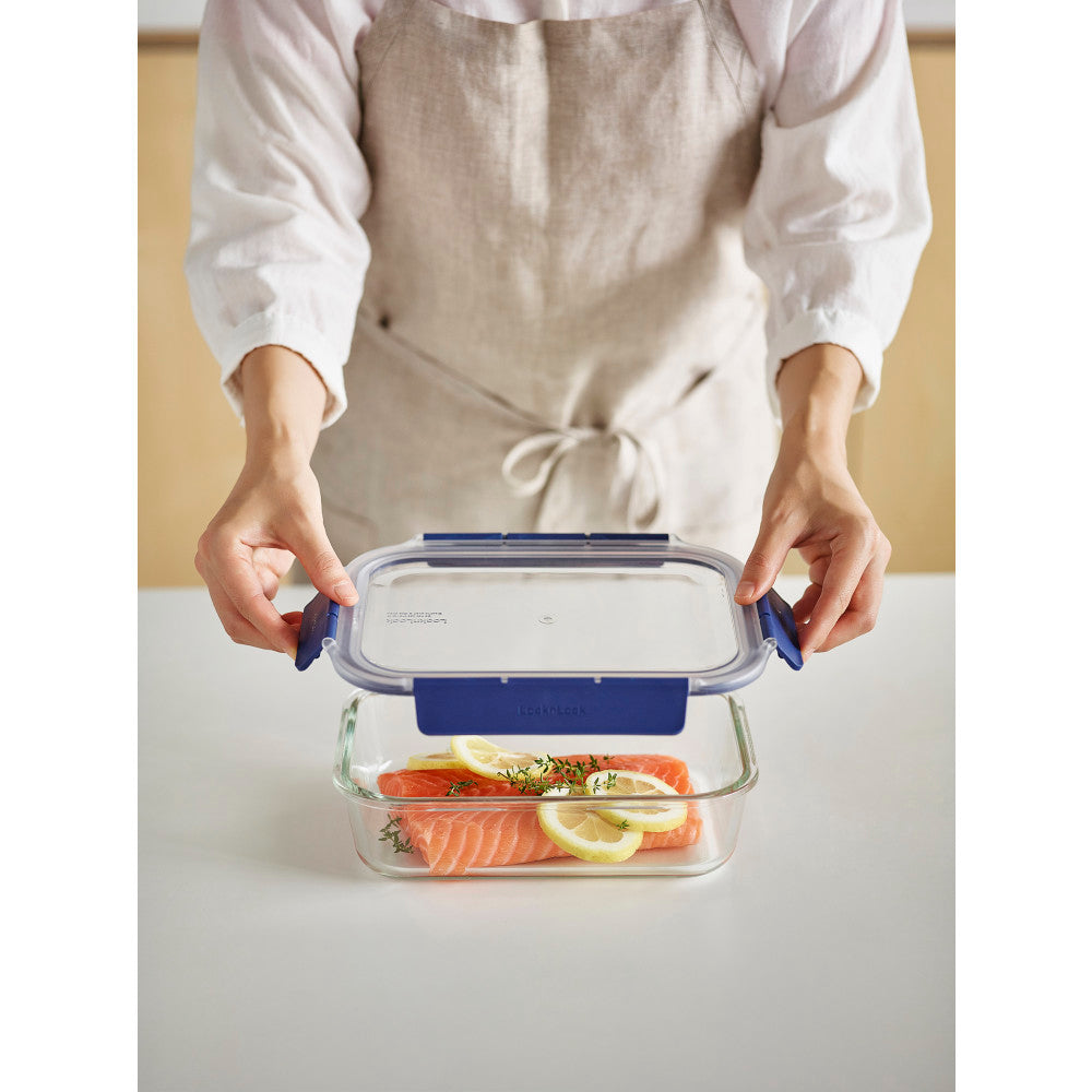 Locknlock Top Class Glass With Tritan Lid Rectangle 630ml