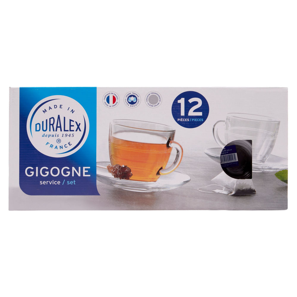 Duralex Gigogne Set of 6 Clear Cup & Saucer 220ml