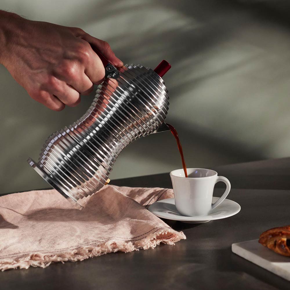Alessi Pulcina Induction Espresso Coffee Maker Red 3 Cup
