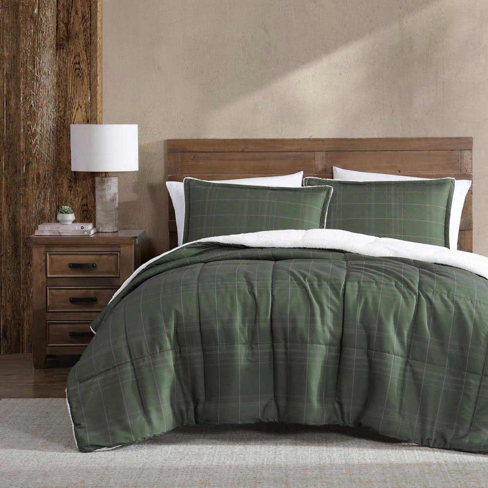 Ardor Boudoir Avalon Faux Fur Sherpa 3 Piece Comforter Set Green at MyHouse