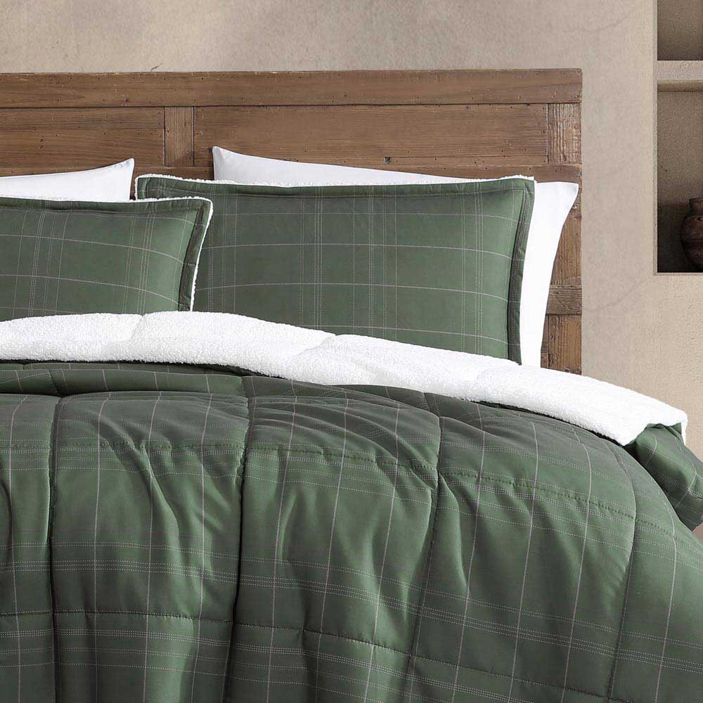 Ardor Boudoir Avalon Faux Fur Sherpa 3 Piece Comforter Set Green at MyHouse