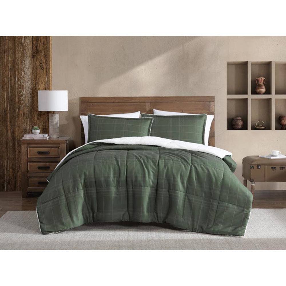 Ardor Boudoir Avalon Faux Fur Sherpa 3 Piece Comforter Set Green at MyHouse