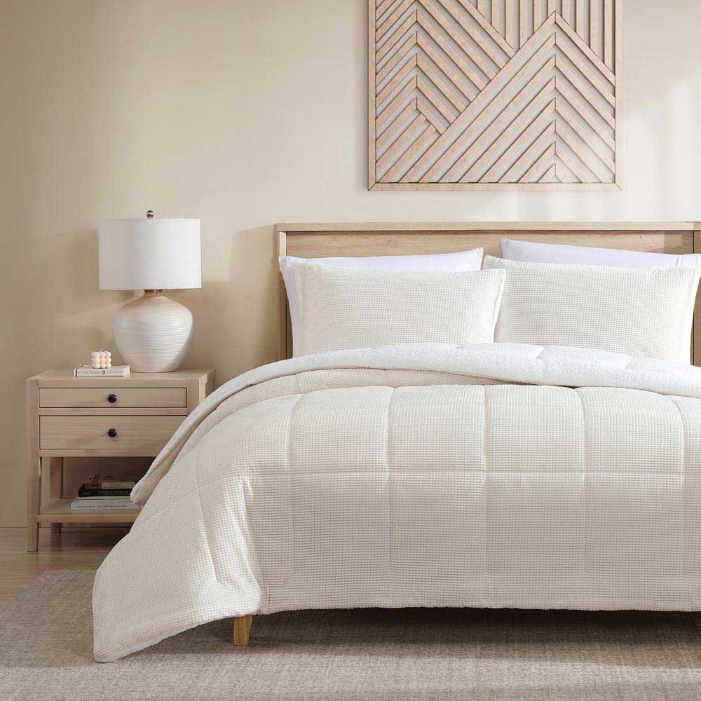 Ardor Boudoir Avalon Faux Fur Sherpa 3 Piece Comforter Set Cream at MyHouse
