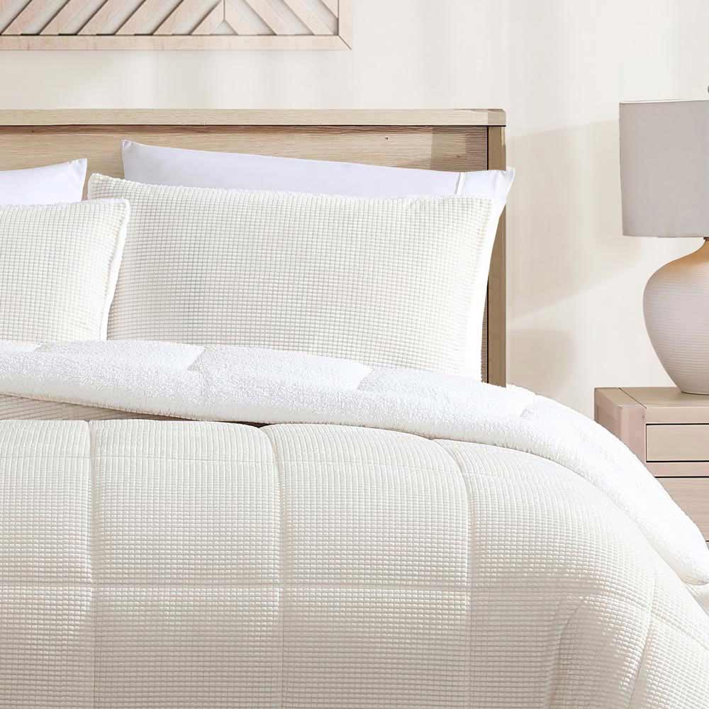 Ardor Boudoir Avalon Faux Fur Sherpa 3 Piece Comforter Set Cream at MyHouse