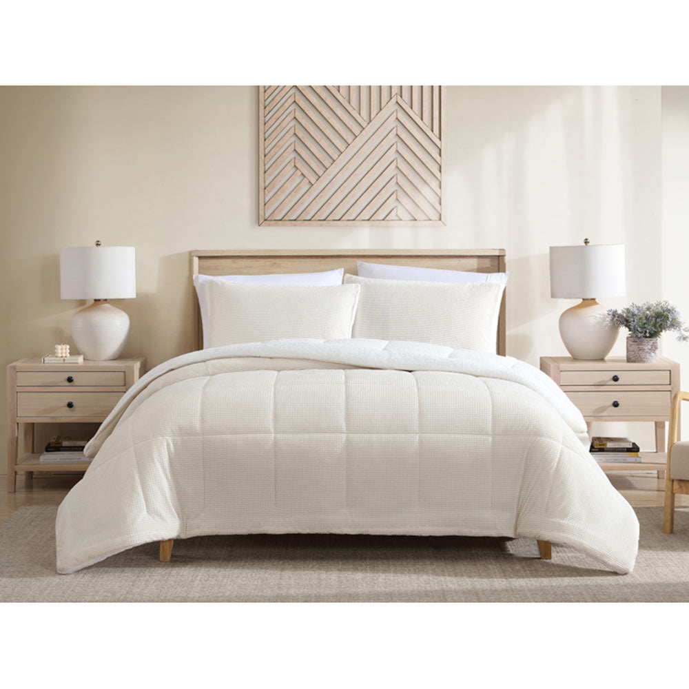 Ardor Boudoir Avalon Faux Fur Sherpa 3 Piece Comforter Set Cream at MyHouse