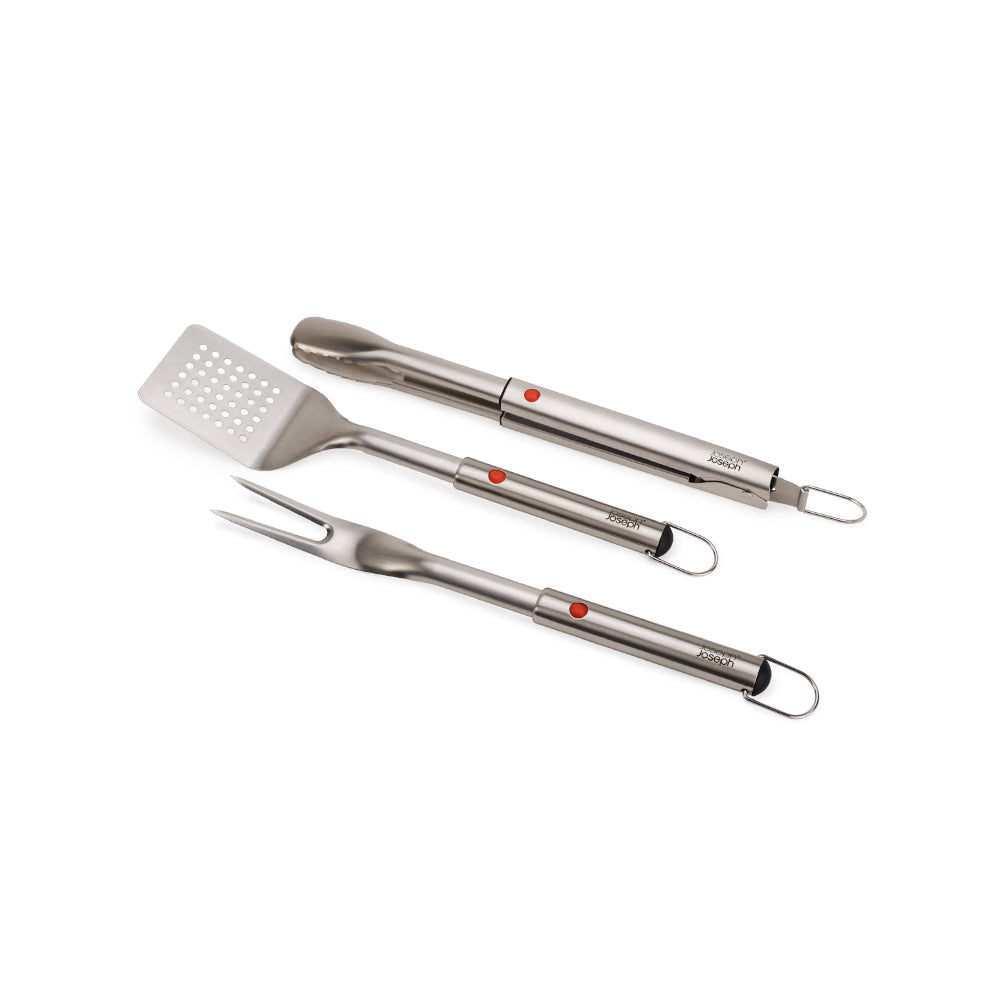 Joseph Joseph Grillout 3-Piece BBQ Turner, Tongs & Fork Set With Retractable Heads at MyHouse