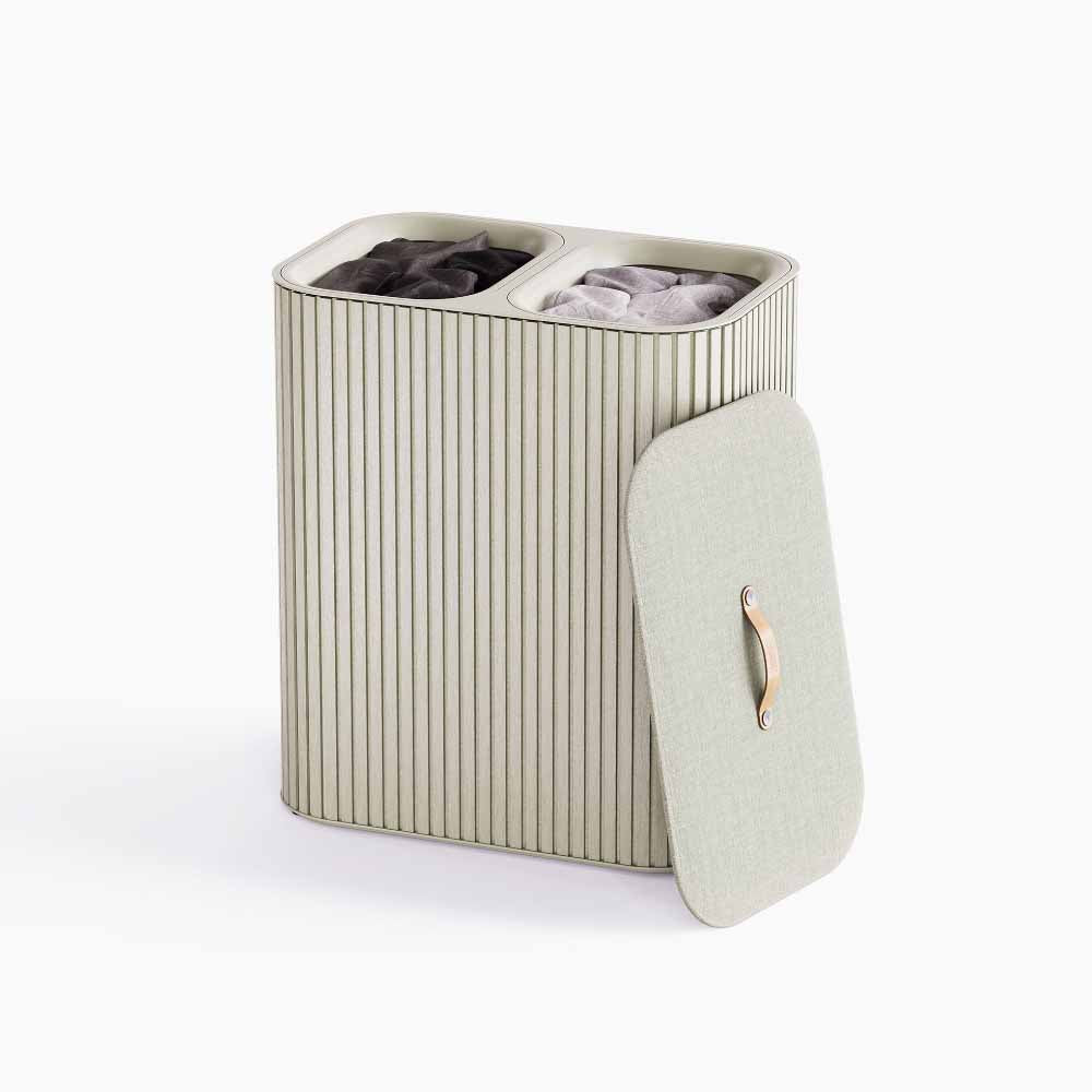Joseph Joseph Tota Twin Luxe 90L Easy-Empty Bamboo Laundry Basket at MyHouse