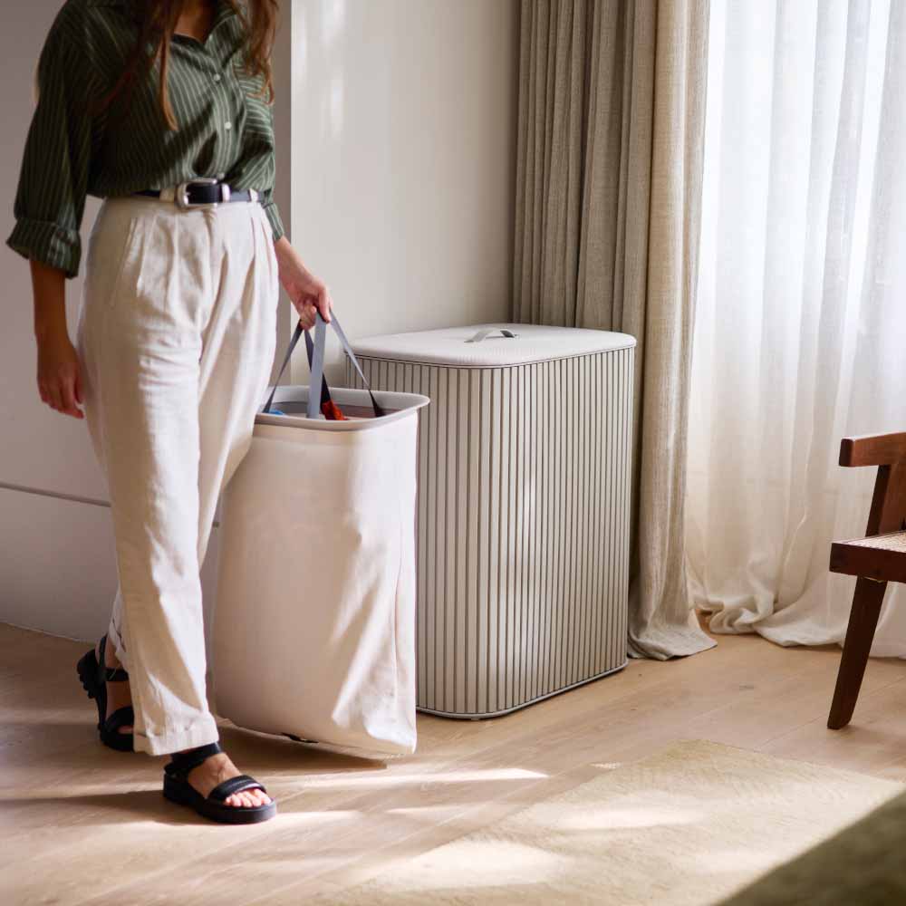 Joseph Joseph Tota Trio Luxe 90L Easy-Empty Bamboo Laundry Basket at MyHouse