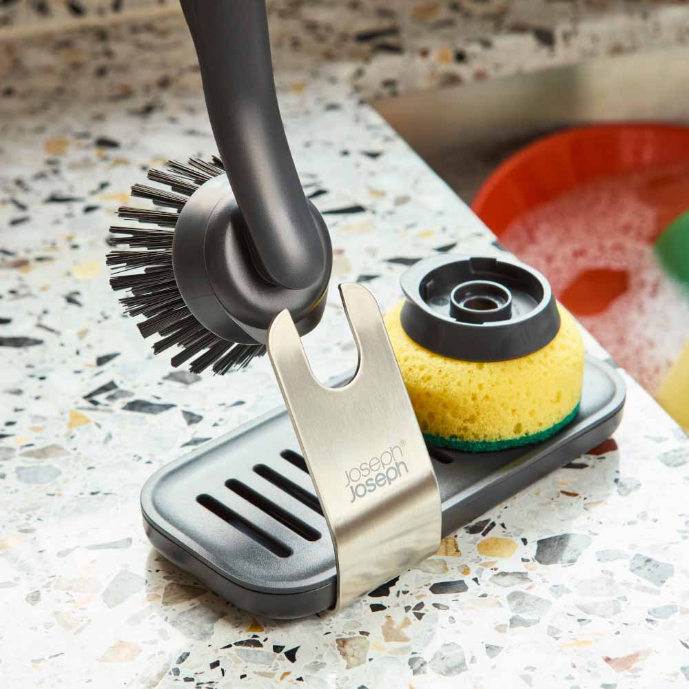 Joseph Joseph Sinktech Dish Brush And Sponge Set With Large Stainless Steel Storage Stand at MyHouse