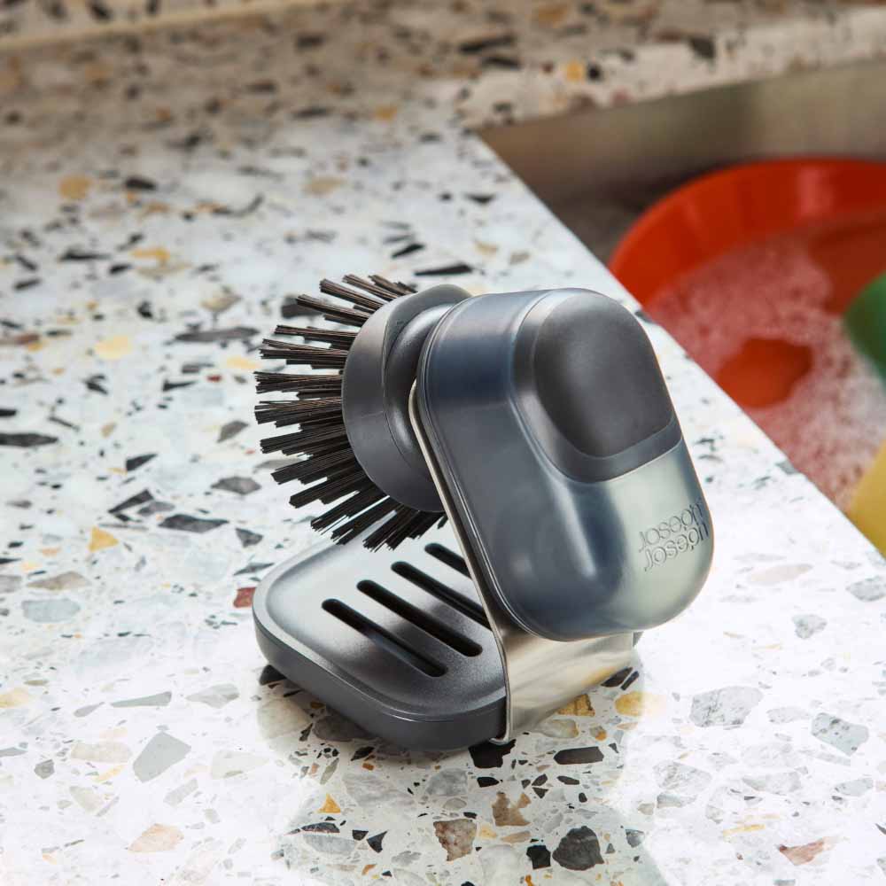 Joseph Joseph Sinktech Soap-Dispensing Palm Brush With Stainless Steel Storage Stand at MyHouse