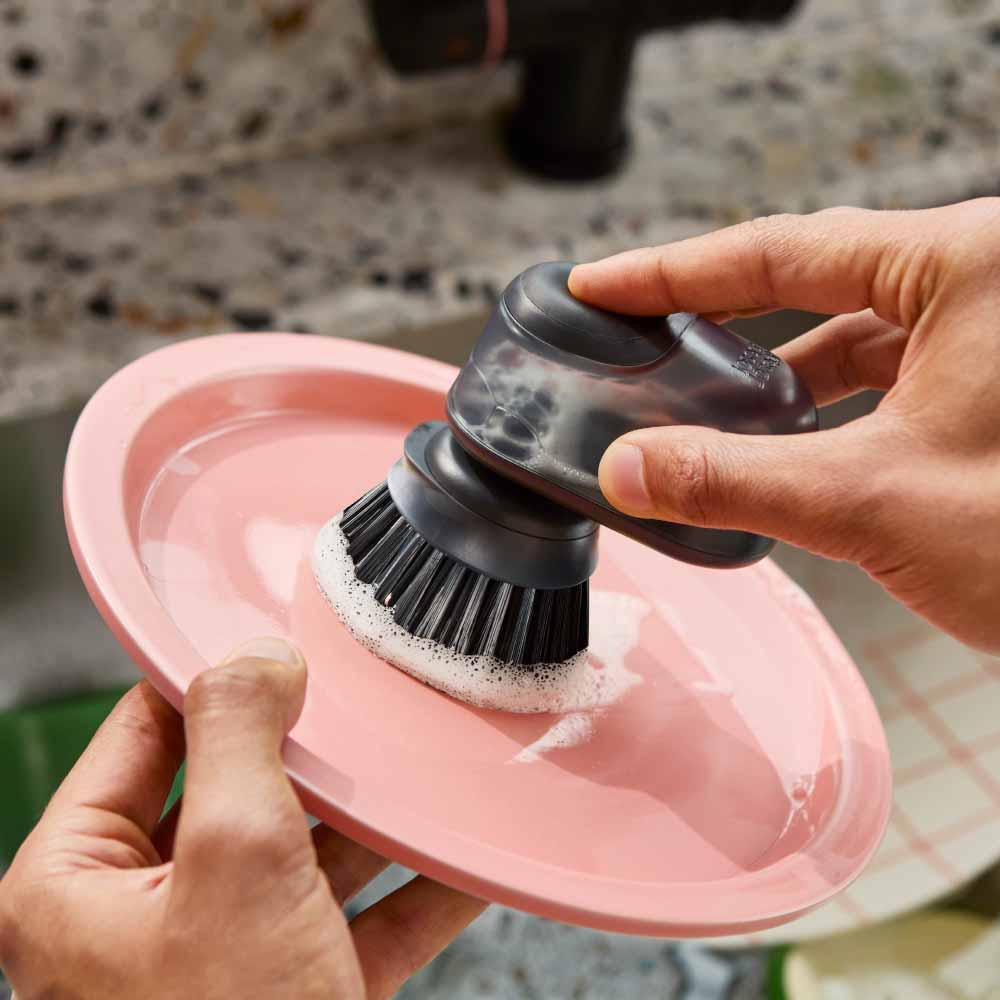 Joseph Joseph Sinktech Soap-Dispensing Palm Brush With Stainless Steel Storage Stand at MyHouse