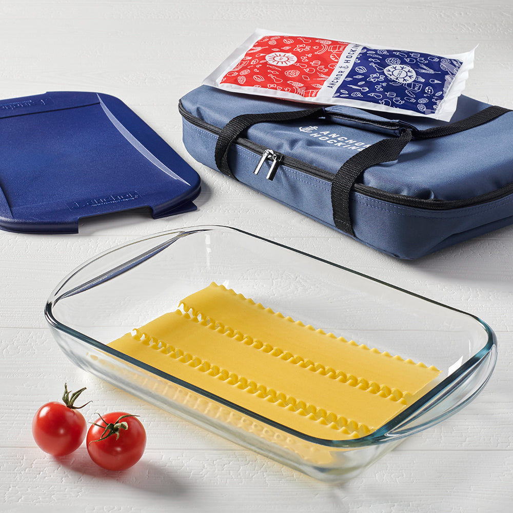 Anchor Hocking Embrace Portable Tote 4 Piece Set Navy
