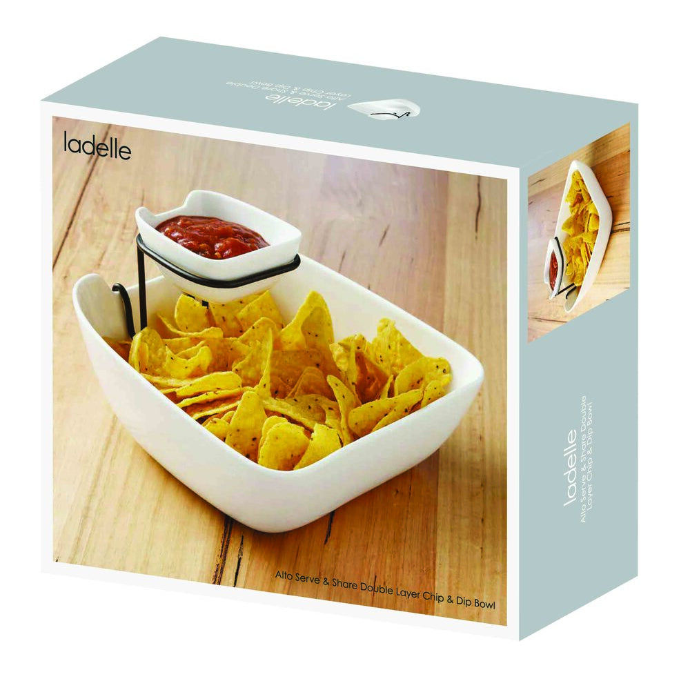 Ladelle Alto Serve & Share Double Layer Chip & Dip Bowl